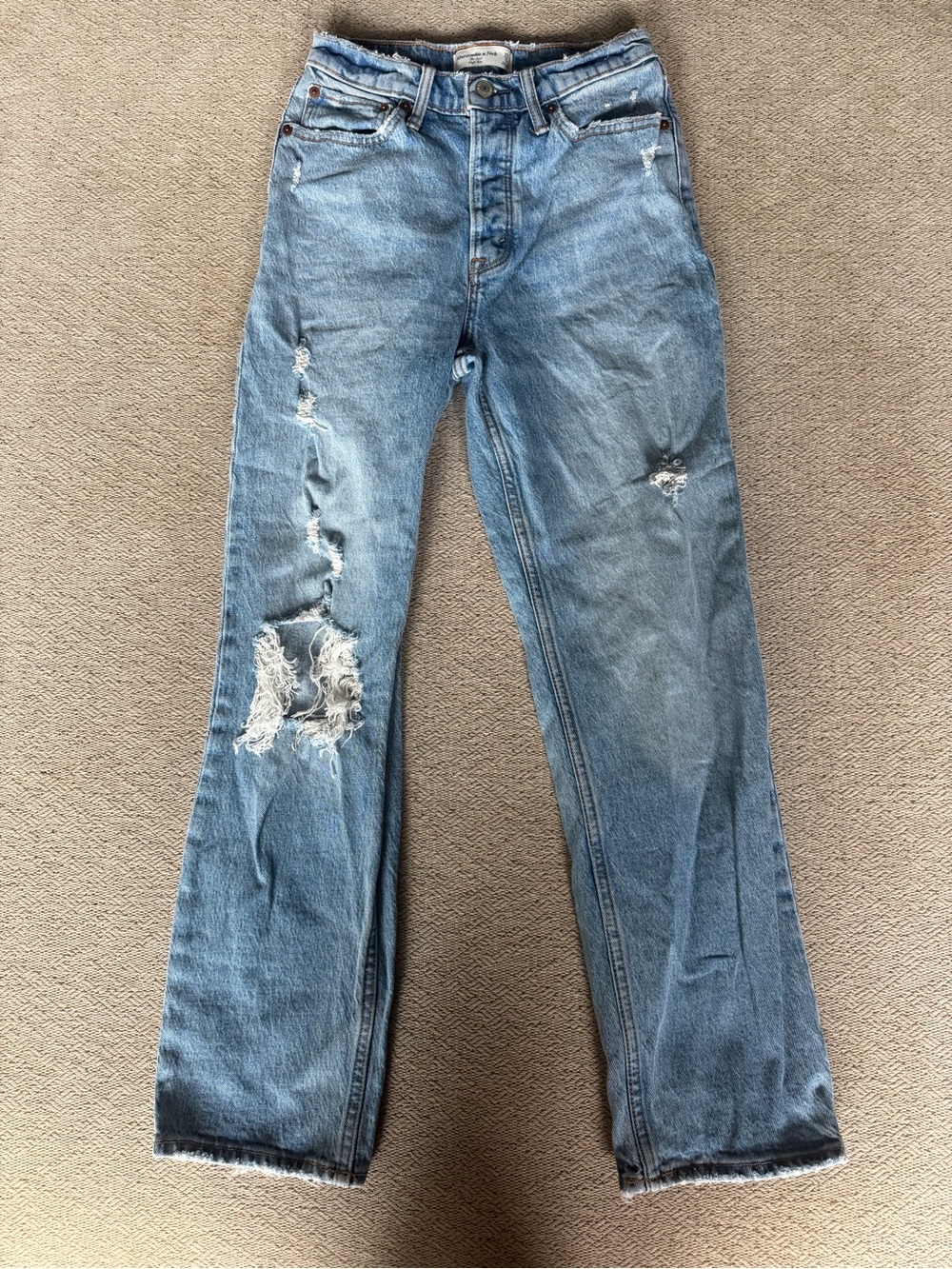 Abercrombie & Fitch The Dad High Rise Distressed Jeans Size 25 / 0S Blue